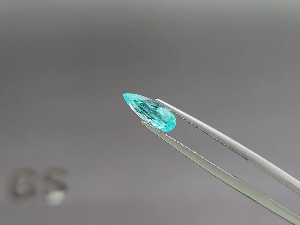 Neon Paraiba tourmaline greenish blue pear cut 1.16 carats, Mozambique Image №3