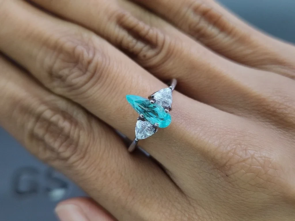 Neon Paraiba tourmaline greenish blue pear cut 1.16 carats, Mozambique Image №5