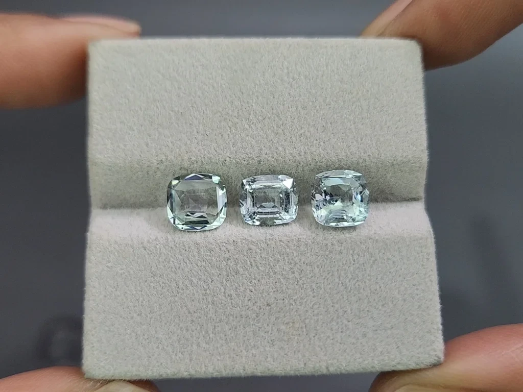 Set of aquamarines cushion cut 3.33 carats, Madagascar Image №5