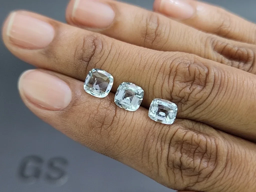 Set of aquamarines cushion cut 3.33 carats, Madagascar Image №2