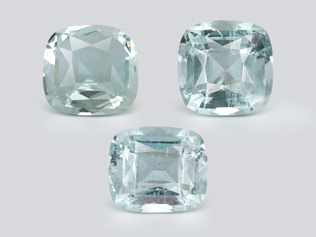 Set of aquamarines cushion cut 3.33 carats, Madagascar Image №1