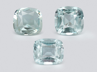 Set of aquamarines cushion cut 3.33 carats, Madagascar photo