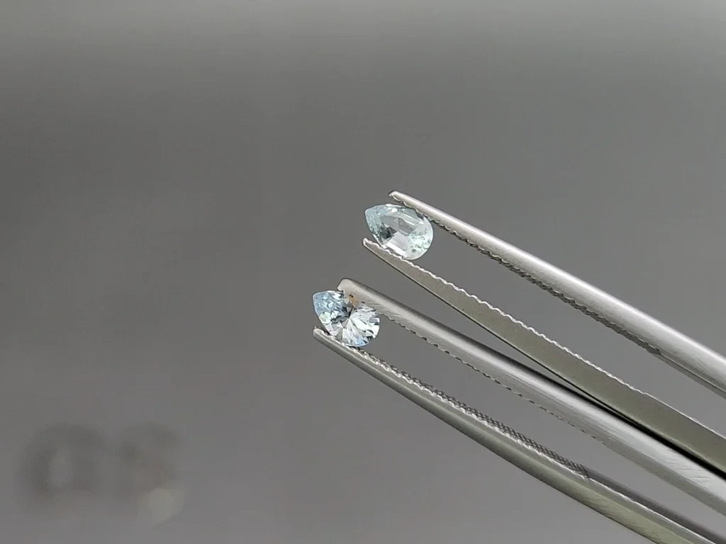 Set of aquamarines in pear cut 1.27 carats, Madagascar Image №4