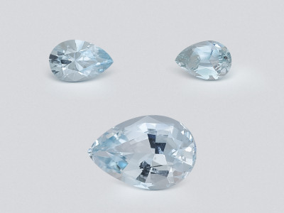 Set of aquamarines in pear cut 1.27 carats, Madagascar photo