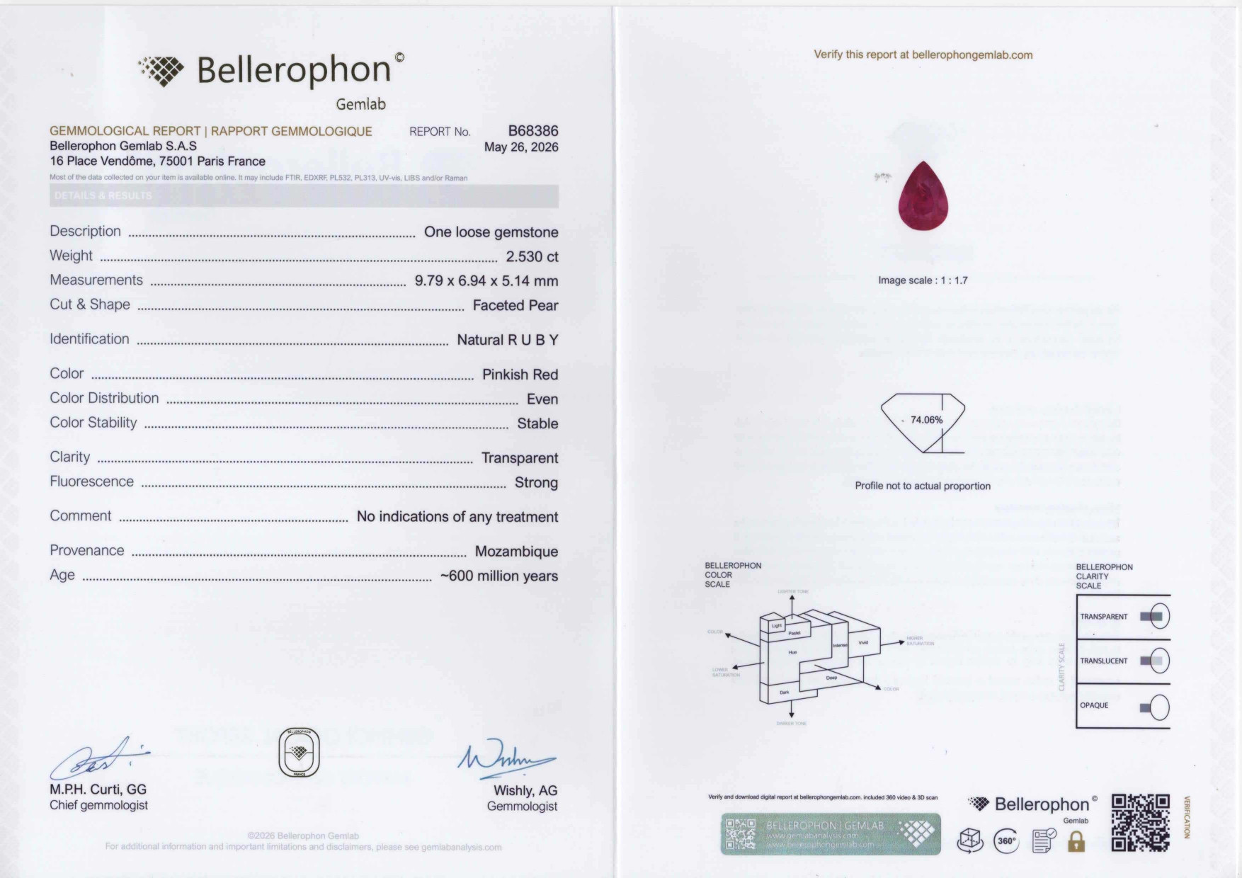 Unheated ruby pear cut 2.53 carats, Mozambique Image №6