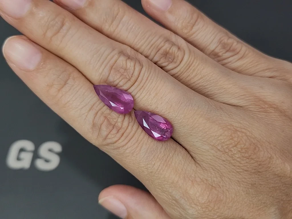Pair of pink spinels pear cut 8.03 carats, Tanzania Image №2