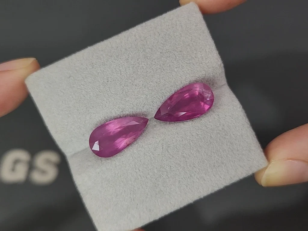 Pair of pink spinels pear cut 8.03 carats, Tanzania Image №3
