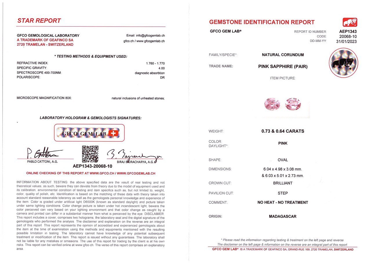 Pair of unheated oval cut pink sapphires 1.37 ct, Madagascar Image №4