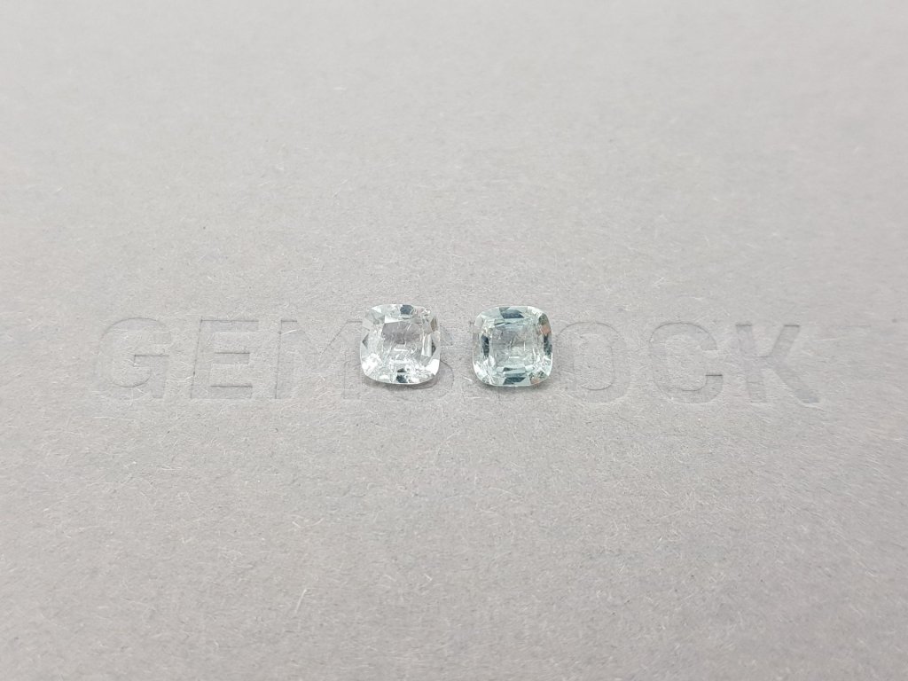 Pair of colorless cushion cut tourmalines 1.23 ct Image №2
