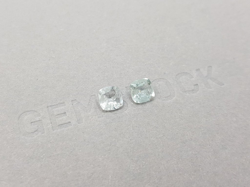 Pair of colorless cushion cut tourmalines 1.23 ct Image №3