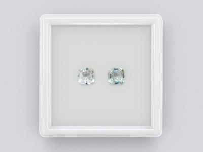 Pair of colorless cushion cut tourmalines 1.23 ct photo