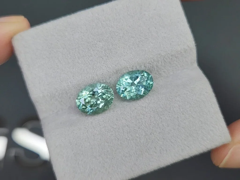 Pair of Lagoon tourmalines in oval cut 3.75 carats, Africa Image №4