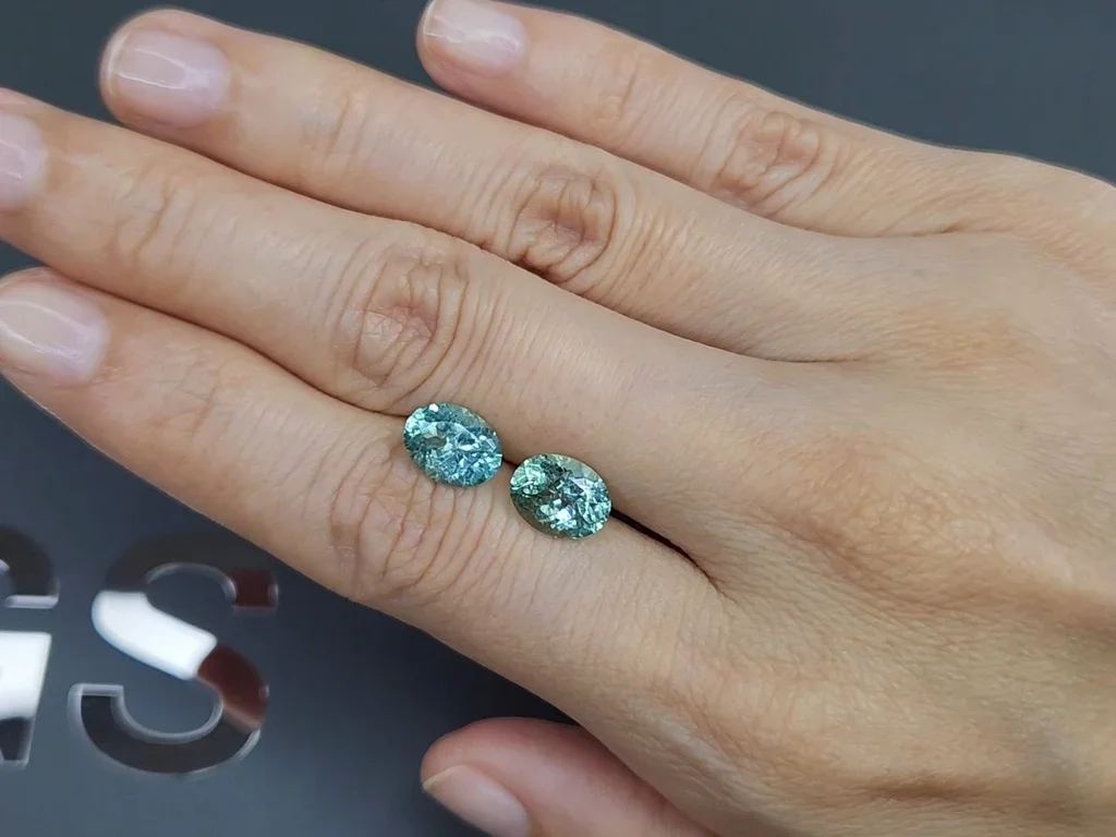 Pair of Lagoon tourmalines in oval cut 3.75 carats, Africa Image №2