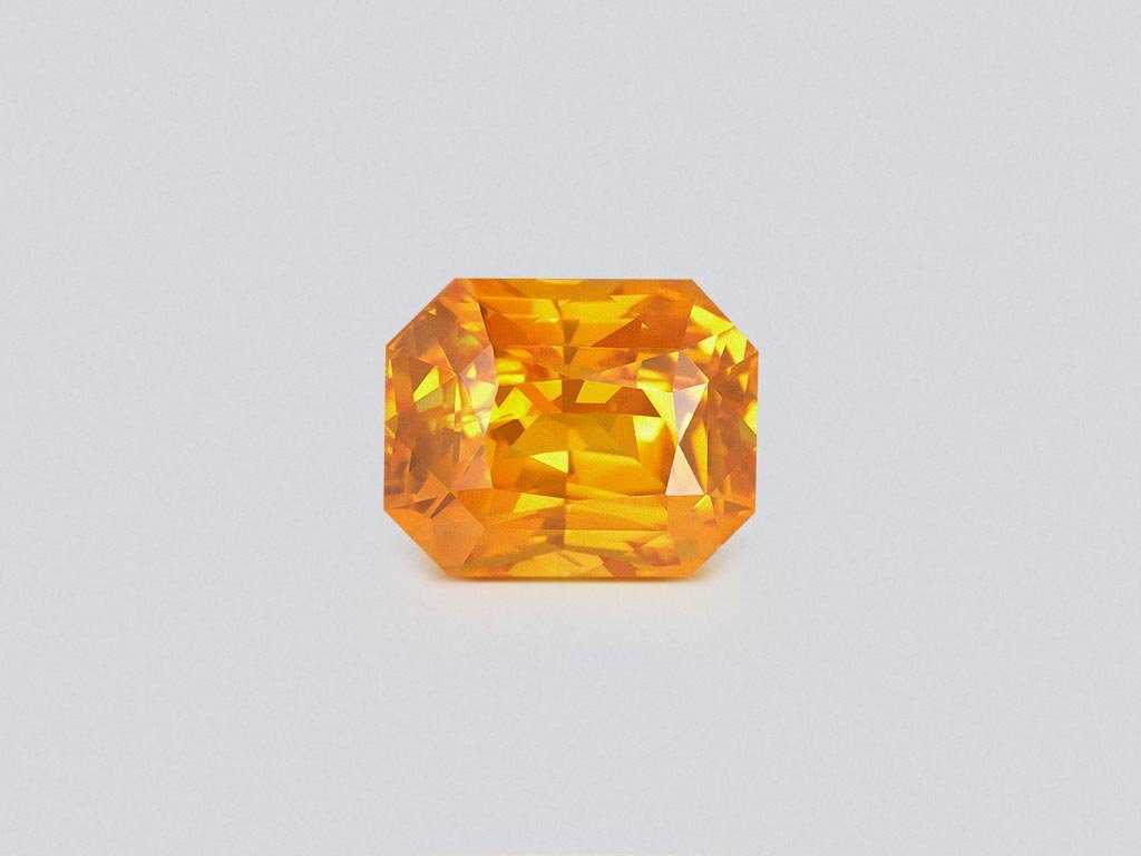 Vivid yellow-orange sapphire in radiant cut 5,12 carats, Sri Lanka Image №1