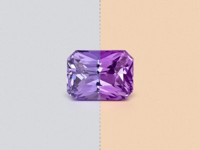 Unheated purple sapphire with color change in radiant cut 2.07 carats, Madagascar photo