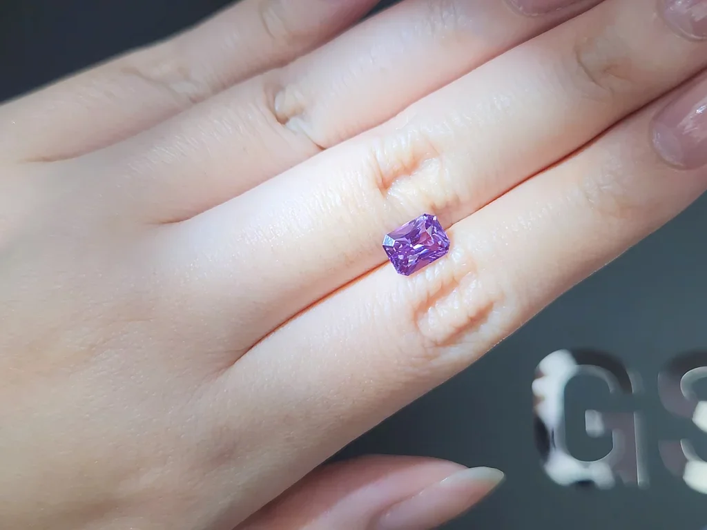 Unheated purple sapphire with color change in radiant cut 2.07 carats, Madagascar Image №2