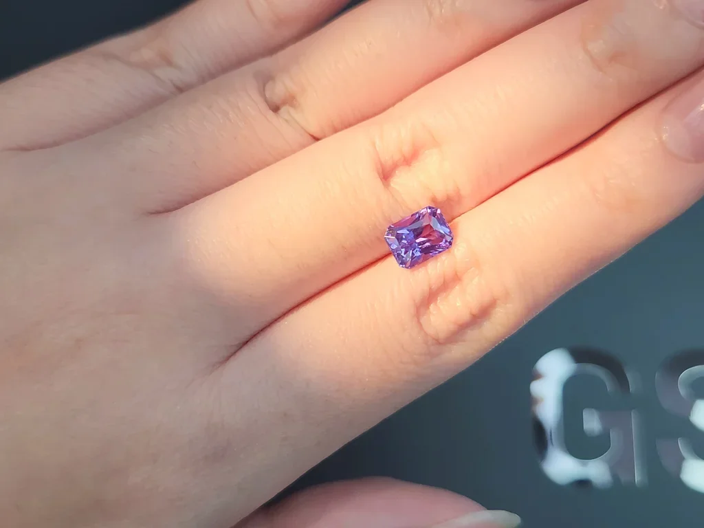 Unheated purple sapphire with color change in radiant cut 2.07 carats, Madagascar Image №3