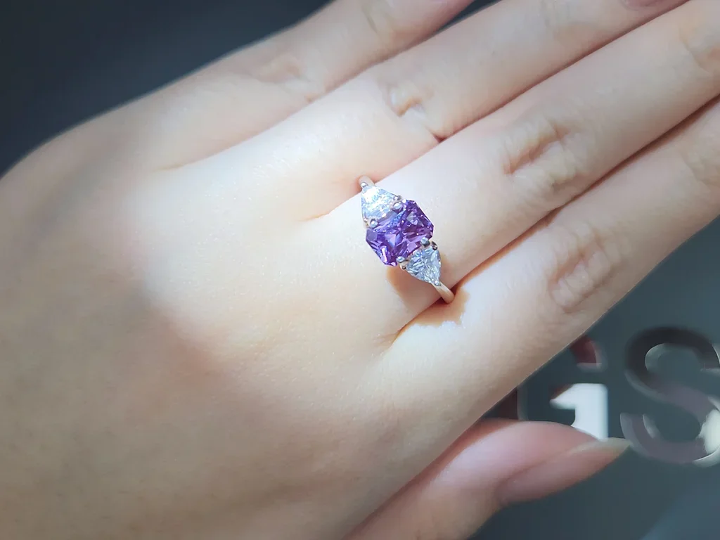 Unheated purple sapphire with color change in radiant cut 2.07 carats, Madagascar Image №8
