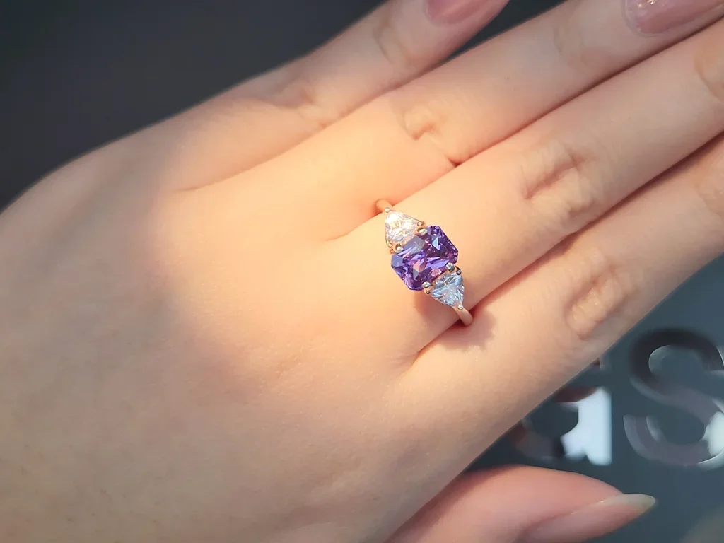 Unheated purple sapphire with color change in radiant cut 2.07 carats, Madagascar Image №9