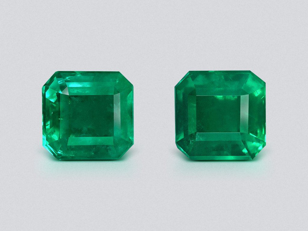 Pair of emeralds Vivid Green asscher cut 8.15 carats, Zambia Image №1