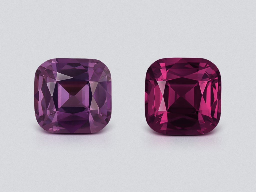 Contrasting pair of lavender and purple spinel cushion cut 5.02 carats, Tanzania Image №1