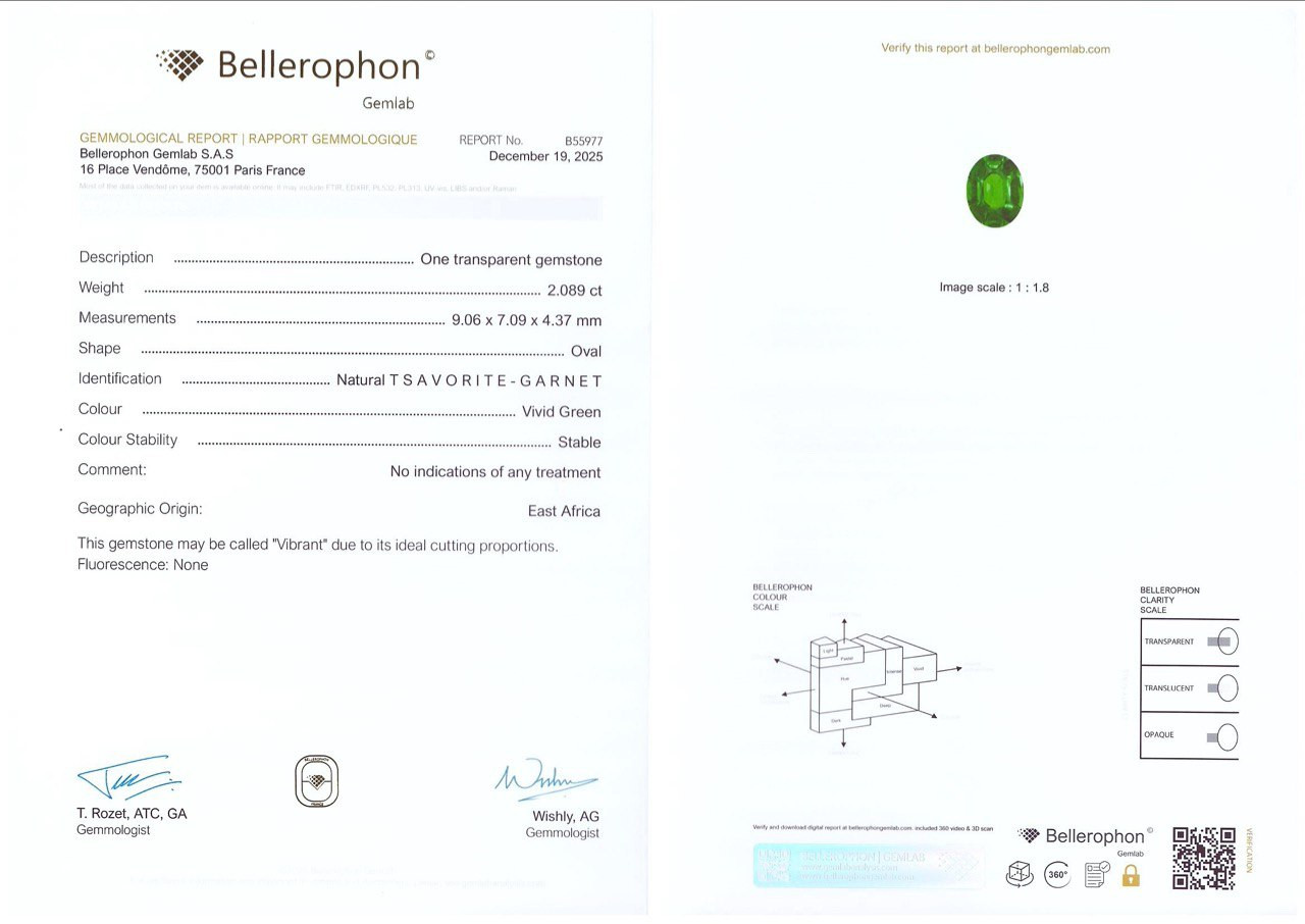 Set of Vibrant Vivid Green tsavorite garnets in oval cut 8.18 carats, Africa Image №8