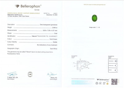 Certificate Set of Vibrant Vivid Green tsavorite garnets in oval cut 8.18 carats, Africa