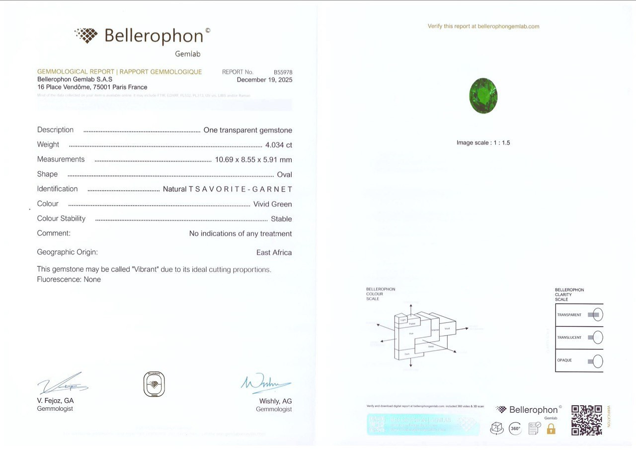 Set of Vibrant Vivid Green tsavorite garnets in oval cut 8.18 carats, Africa Image №9