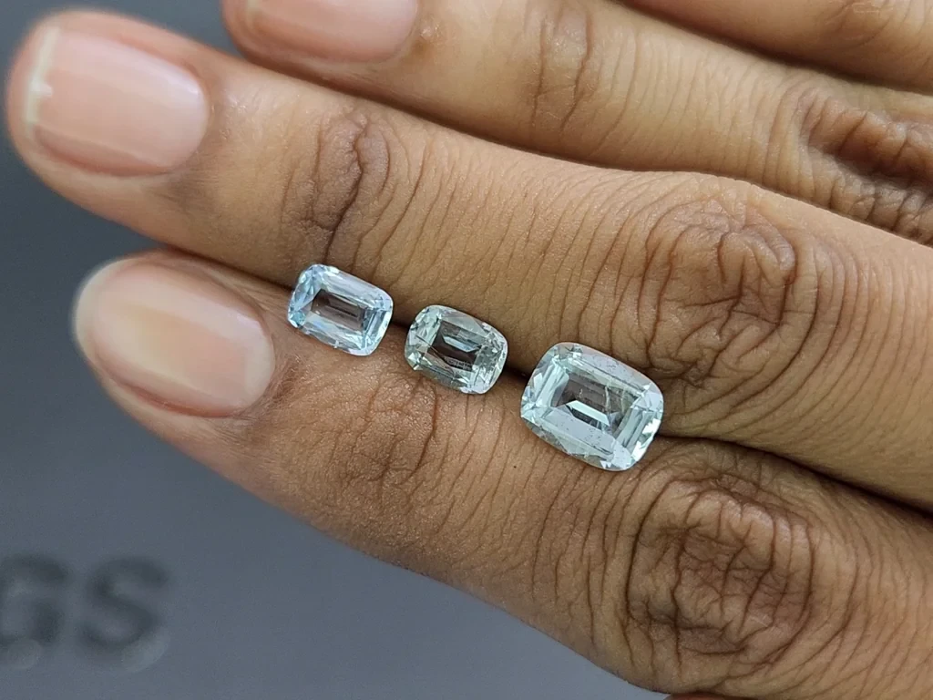 Set of aquamarines cushion cut 3.24 carats, Madagascar Image №2