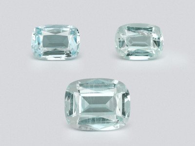 Set of aquamarines cushion cut 3.24 carats, Madagascar photo