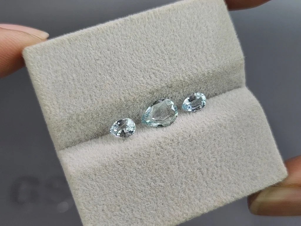 Set of aquamarines pear cut 1.16 carats, Madagascar Image №4