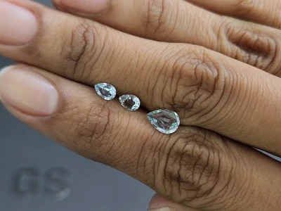 Set of aquamarines pear cut 1.16 carats, Madagascar photo