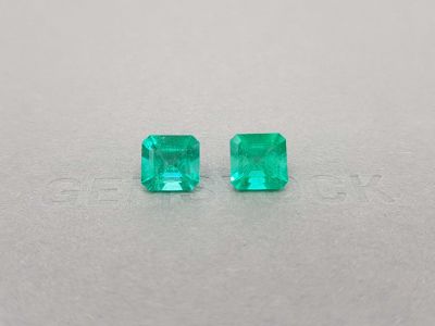Pair of octagon cut emeralds 4.68 ct, Colombia photo
