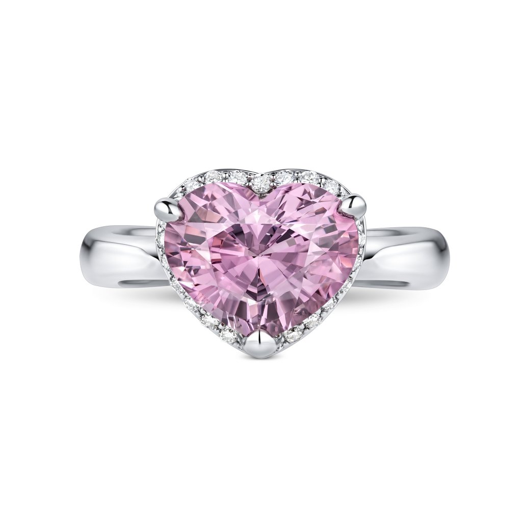 Ring with pink spinel and diamonds in 18K white gold Image №2