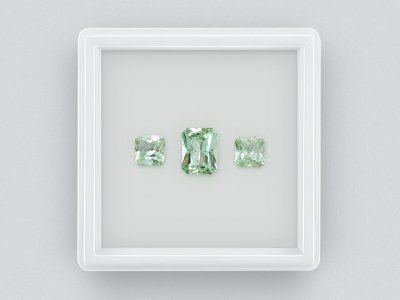 Set of light green radiant cut tourmalines 2.86 ct photo