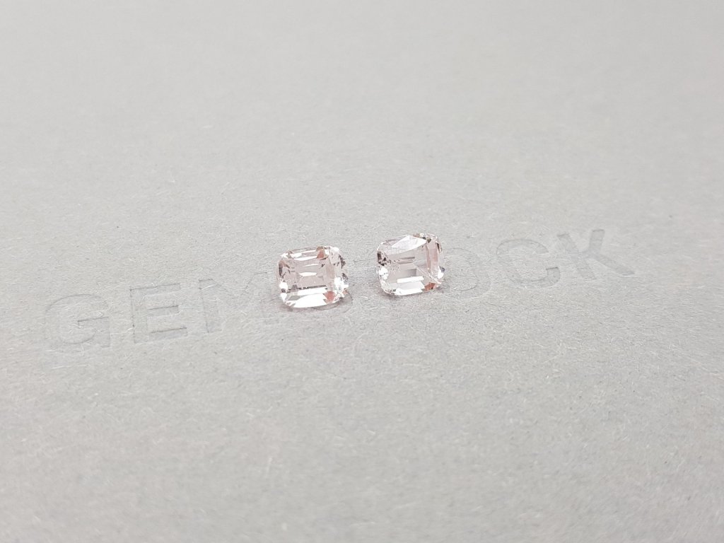 Pair of light pink cushion cut morganites 1.43 ct, Africa Image №2