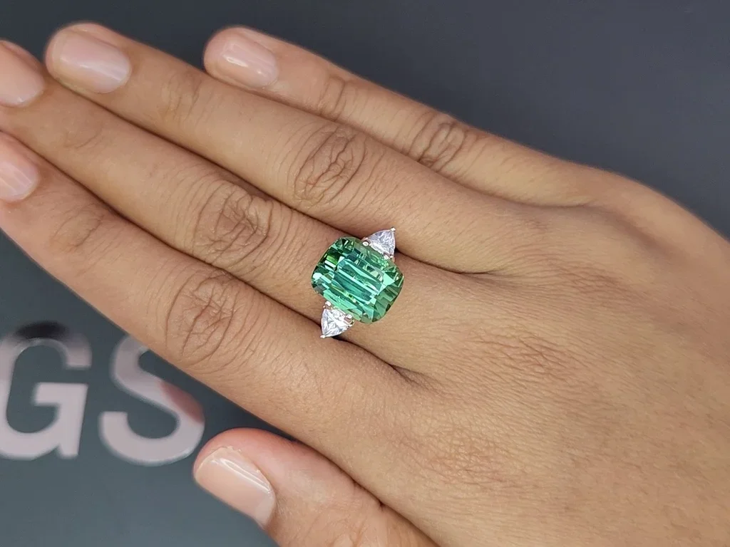 Lagoon blue-green tourmaline in cushion cut 8.88 carats  Image №5