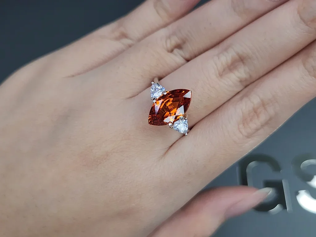 Vivid orange spessartine in marquise cut 6.90 carats, Africa Image №5