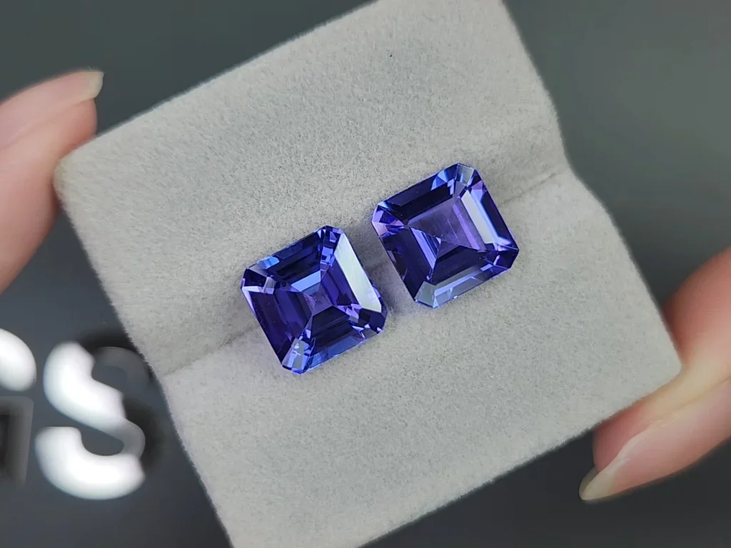 Pair of tanzanites in asscher cut 9.31 carats, Tanzania Image №4