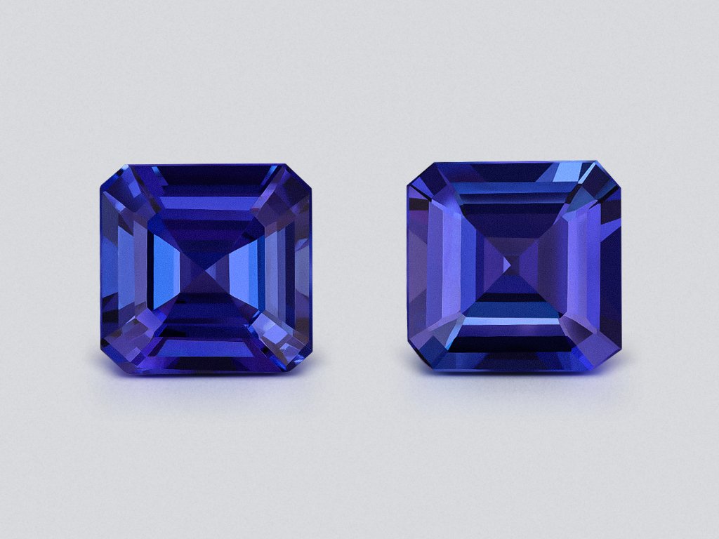 Pair of tanzanites in asscher cut 9.31 carats, Tanzania Image №1