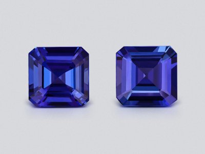 Pair of tanzanites in asscher cut 9.31 carats, Tanzania photo