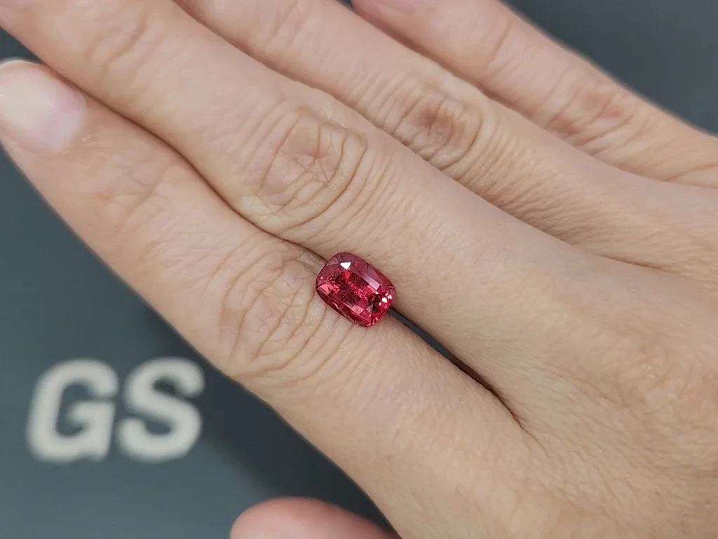 Spinel orange red cushion cut 2.00 carats, Tanzania Image №2