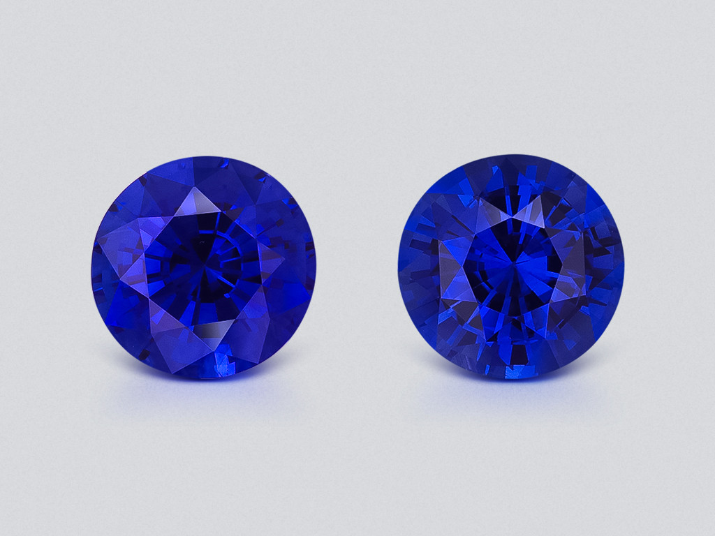 Pair of Royal Blue sapphires in round cut 3.07 carats, Sri Lanka Image №1