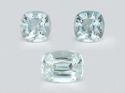 Set of aquamarines cushion cut 3.07 carats, Madagascar photo