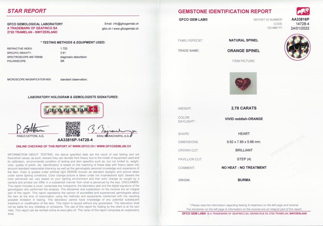 Bright red-orange heart cut spinel 2.78 ct, Burma Image №5