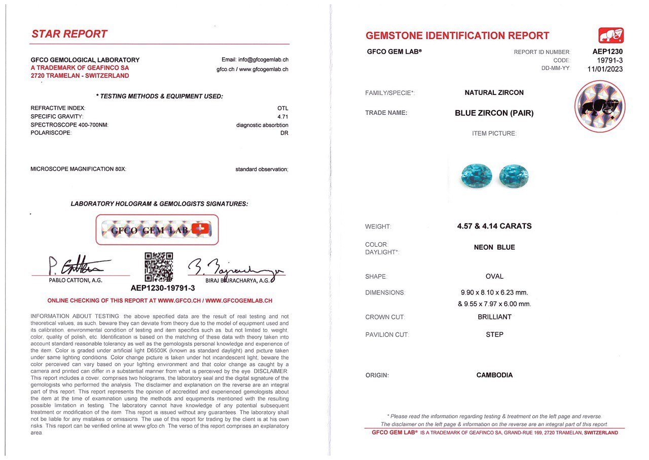 Pair of intense oval cut blue zircons 8.71 ct Image №4