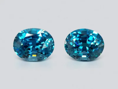 Pair of intense oval cut blue zircons 8.71 ct photo