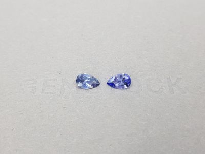Pair of unheated bluish blue pear cut sapphires 1.33 ct photo