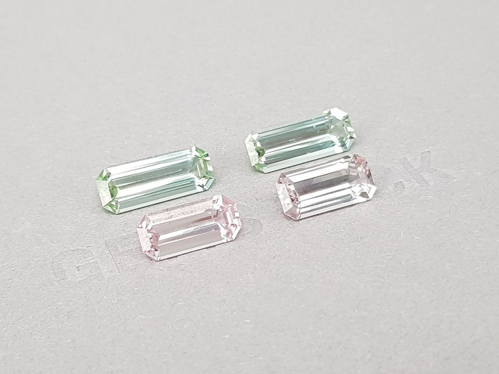 Set of contrasting pink-green tourmalines in octagon cut 9.34 ct Image №2