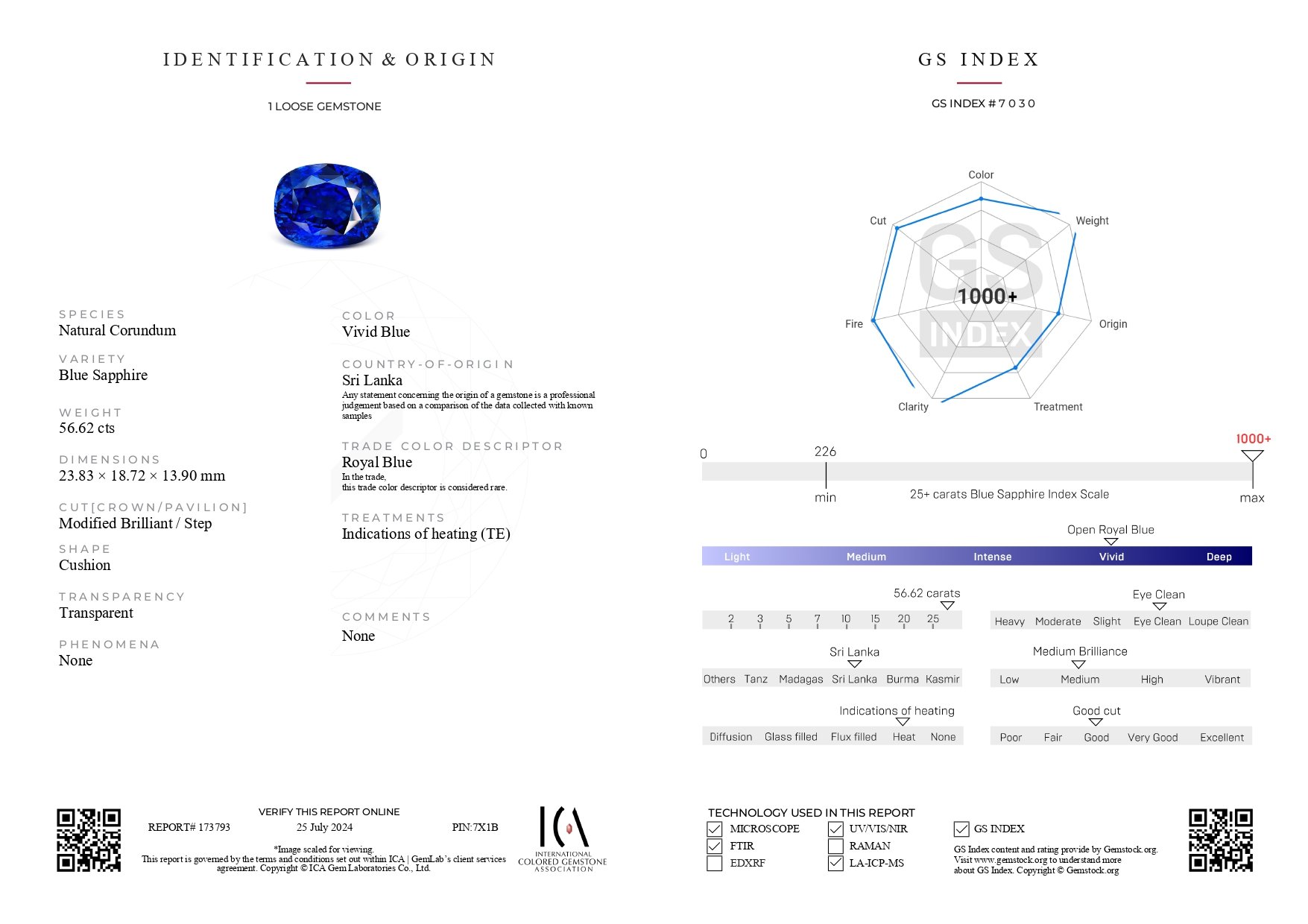 Investment Royal Blue sapphire 56.62 carats in cushion cut, Sri Lanka  Image №5